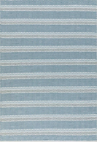 Blue geometric patterned outdoor rug also known as Boardwalk by Asiatic