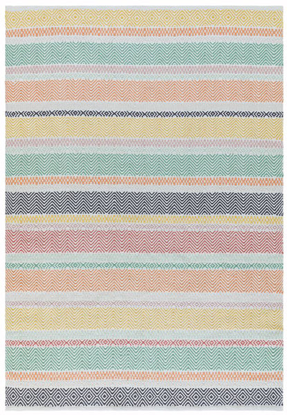 Pastel coloured geometric patterned outdoor rug from Love is a Rug also known as Boardwalk by Asiatic