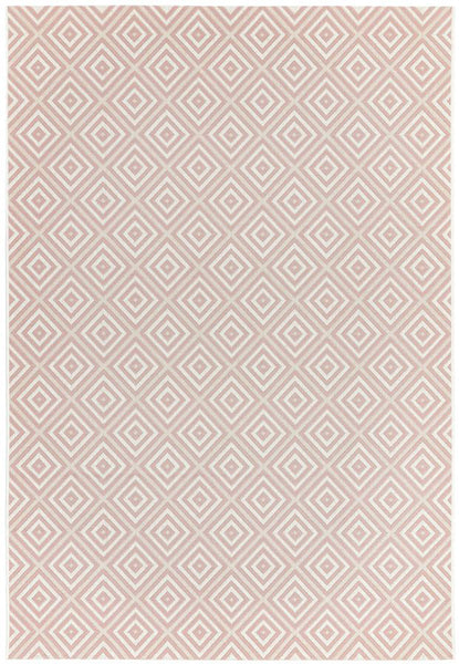 Pink diamond patterned outdoor rug also known as Patio by Asiatic