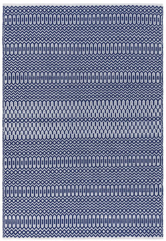 Blue and white geometric patterned outdoor rug also known as Halsey by Asiatic