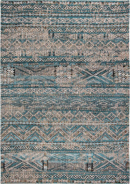 Tribal flatweave rug in Blue and Grey from the Kilim collection by Louis De Poortere