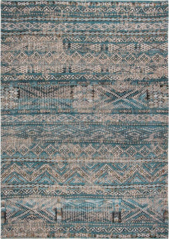 Tribal flatweave rug in Blue and Grey from the Kilim collection by Louis De Poortere