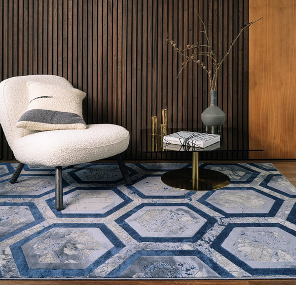 Metallica Hexagon Blue 240cm x 340cm