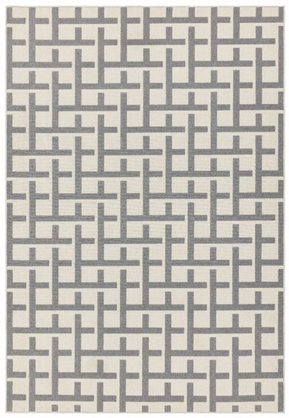 Grey Grid design outdoor rug also known as Antibes by Asiatic
