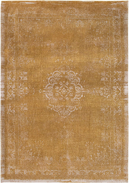 A Truly Vintage look Medallion Large flatweave rug in Ochre from The Fading World collection by Louis De Poortere